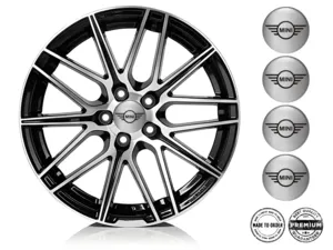 Mini Cooper Decals on Wheels Style Racing Domed Stickers